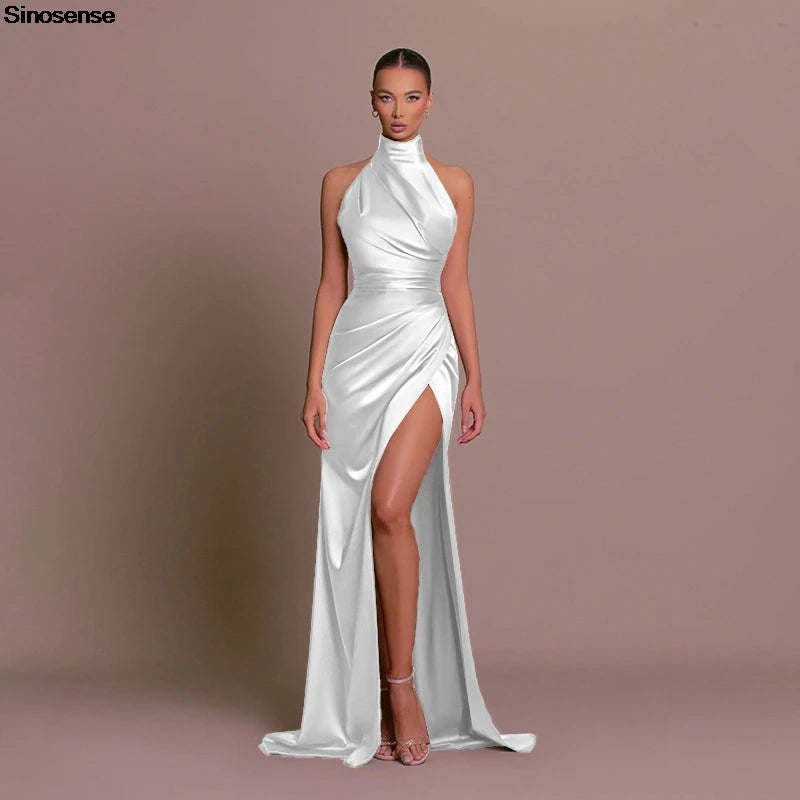 Robe longue élégante de soirée – Dos nu & fente haute sexy