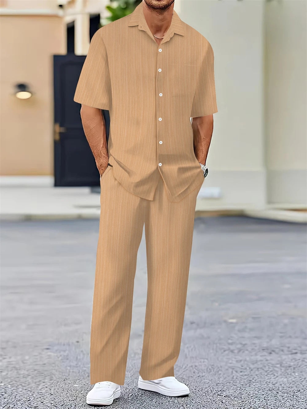 Ensemble homme casual chic – Chemise & pantalon assortis