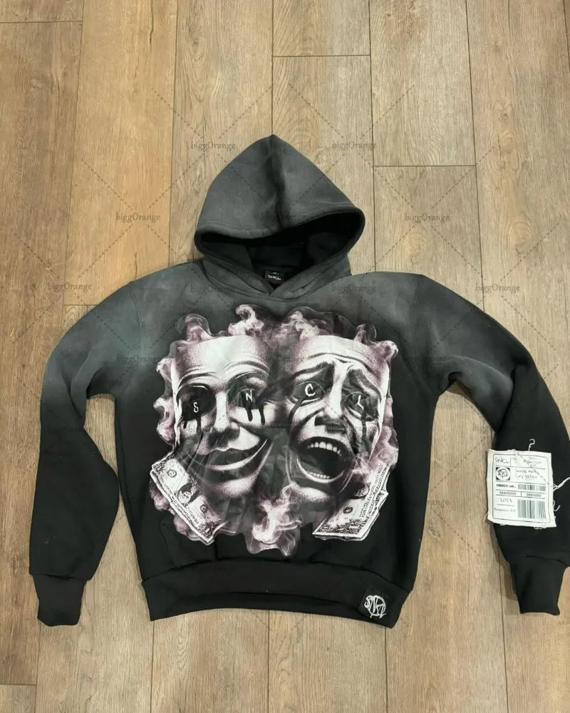 Ensemble hoodie + pantalon oversize – Style gothique punk Y2K