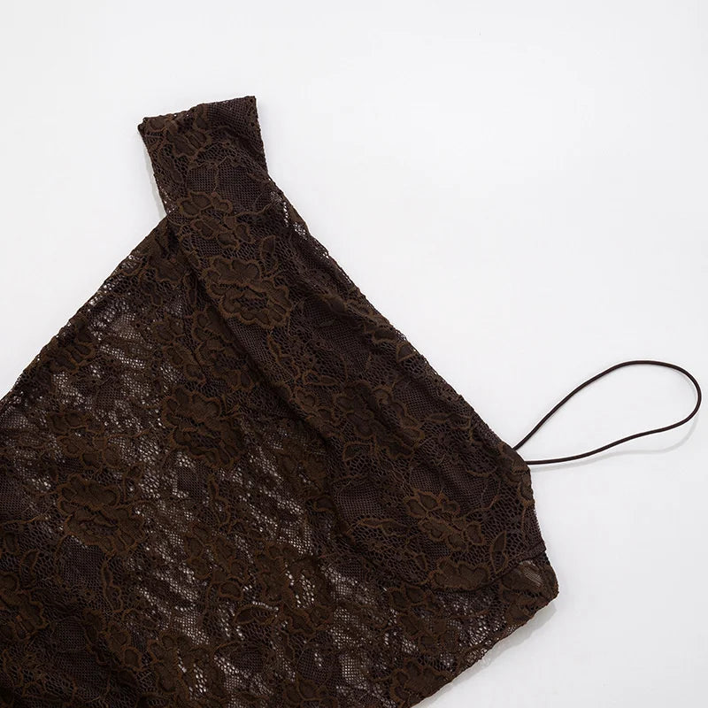 Robe longue sexy en dentelle – Épaule dénudée & dos nu élégant