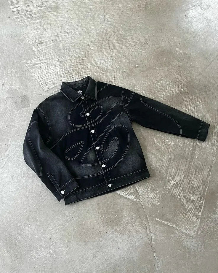 Ensemble veste + jean patchwork vintage – Style Y2K hip-hop