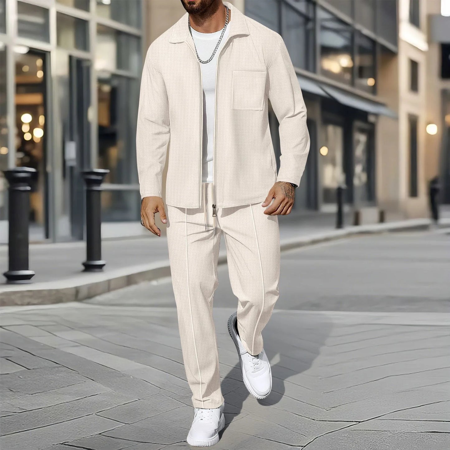 Ensemble homme automne/hiver – Veste zippée et pantalon assorti