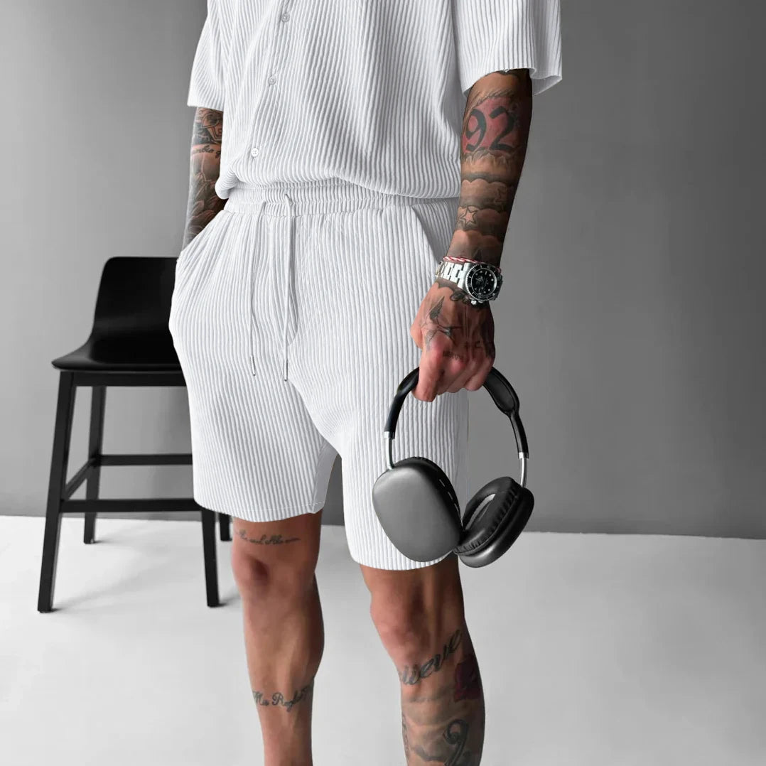 Ensemble homme velours côtelé – Chemise & short décontracté