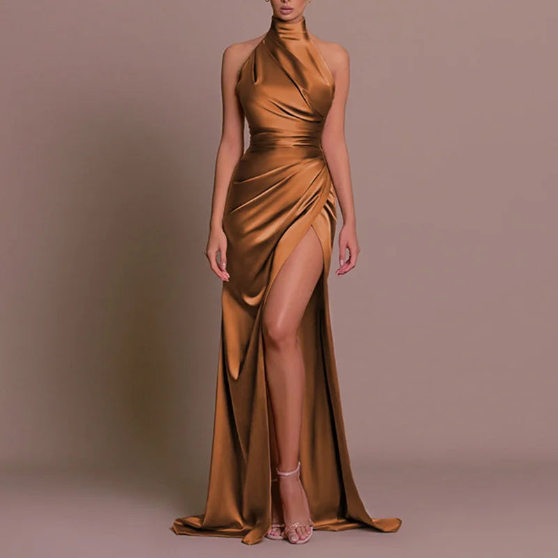 Robe longue élégante de soirée – Dos nu & fente haute sexy
