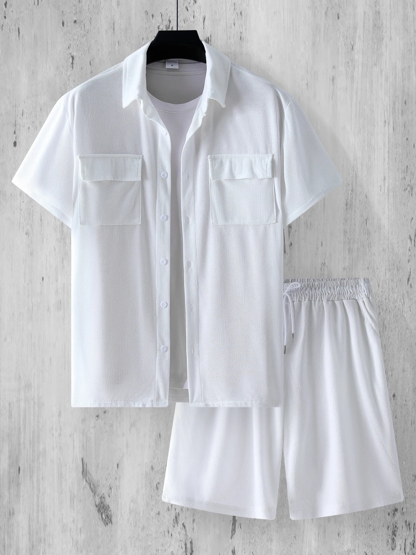 Ensemble homme velours côtelé – Chemise & short décontracté