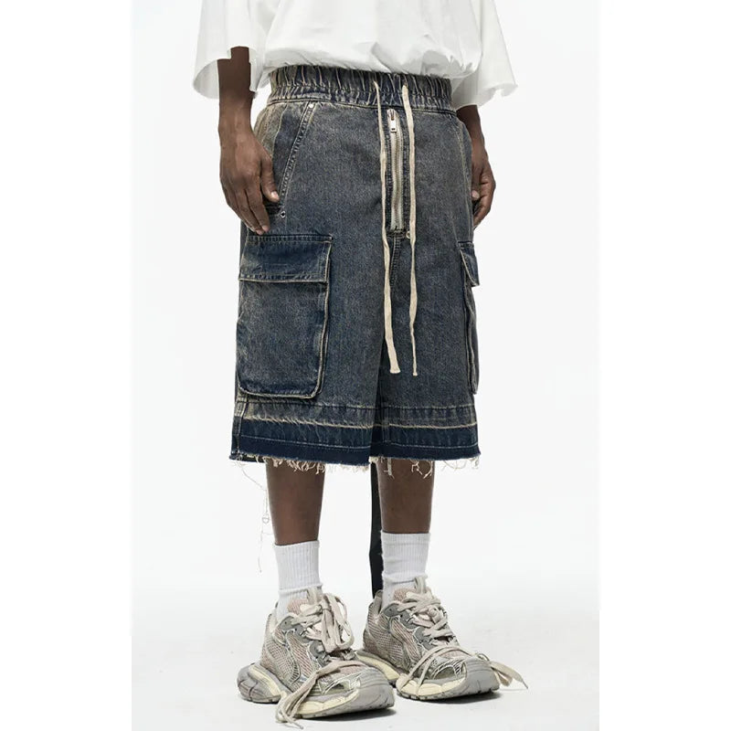 Short cargo en jean oversize – Streetwear Y2K avec poches et fermeture éclair