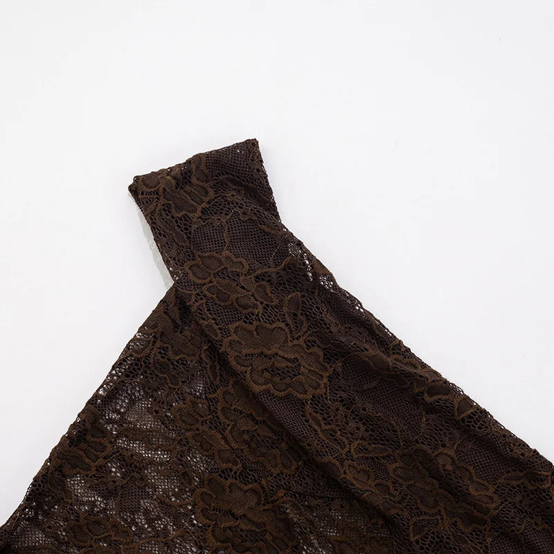 Robe longue sexy en dentelle – Épaule dénudée & dos nu élégant