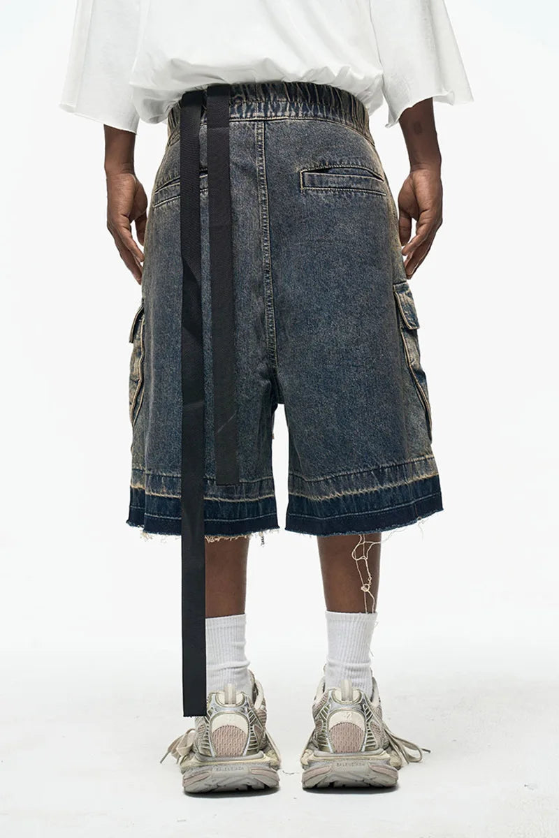 Short cargo en jean oversize – Streetwear Y2K avec poches et fermeture éclair