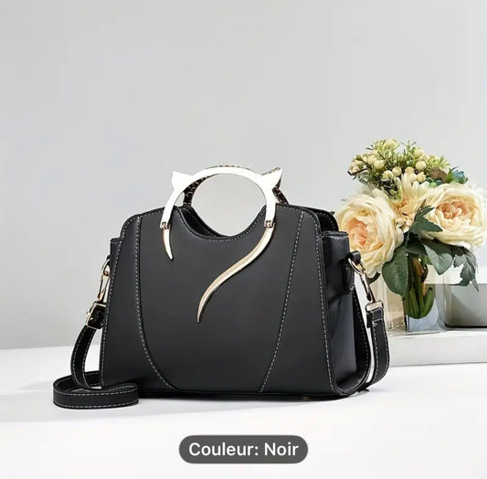 Sac à main élégant avec poignée design dorée