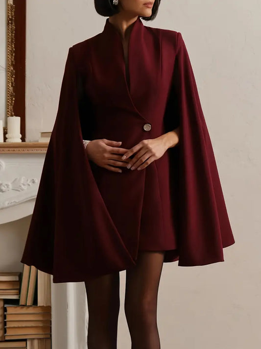 Blazer cape élégant – Bordeaux chic