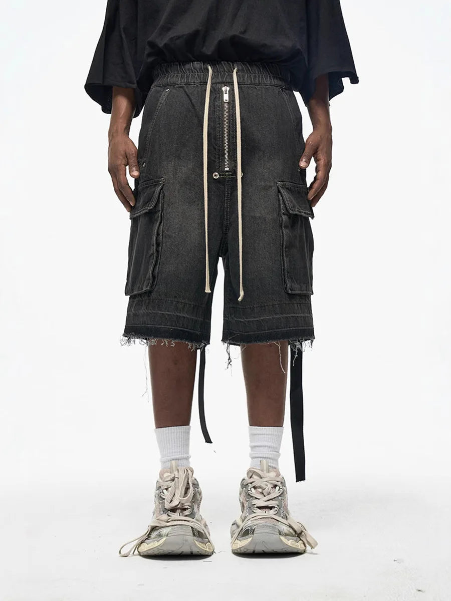 Short cargo en jean oversize – Streetwear Y2K avec poches et fermeture éclair
