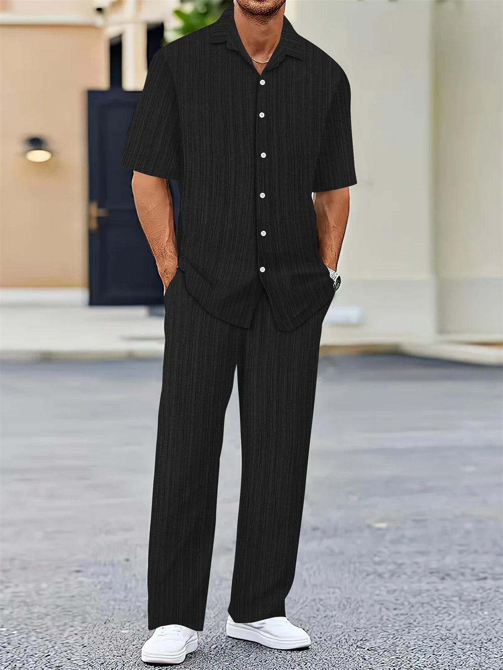 Ensemble homme casual chic – Chemise & pantalon assortis