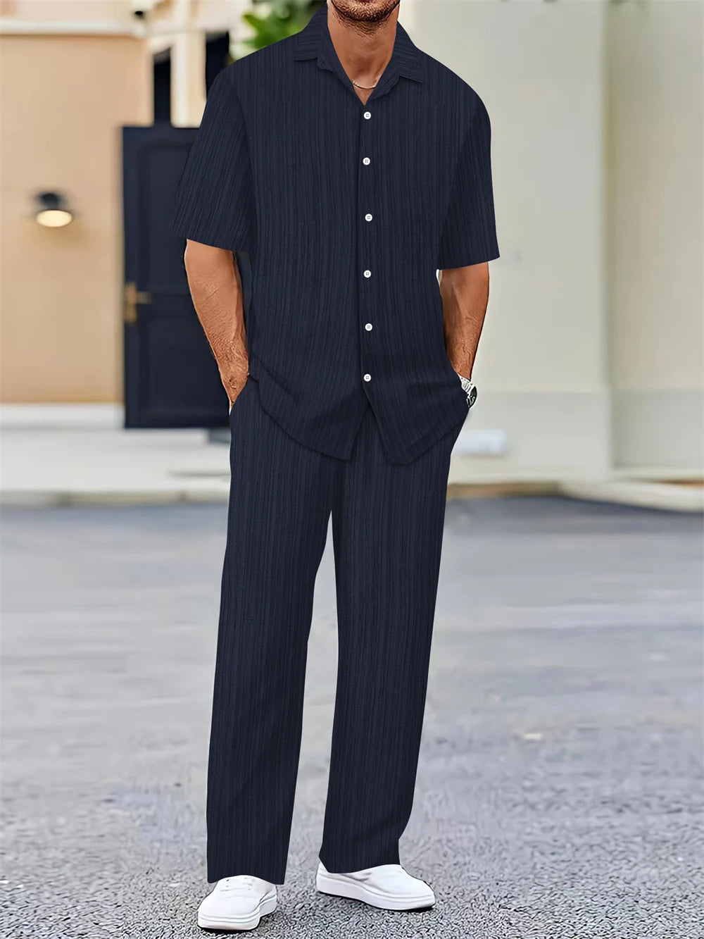 Ensemble homme casual chic – Chemise & pantalon assortis