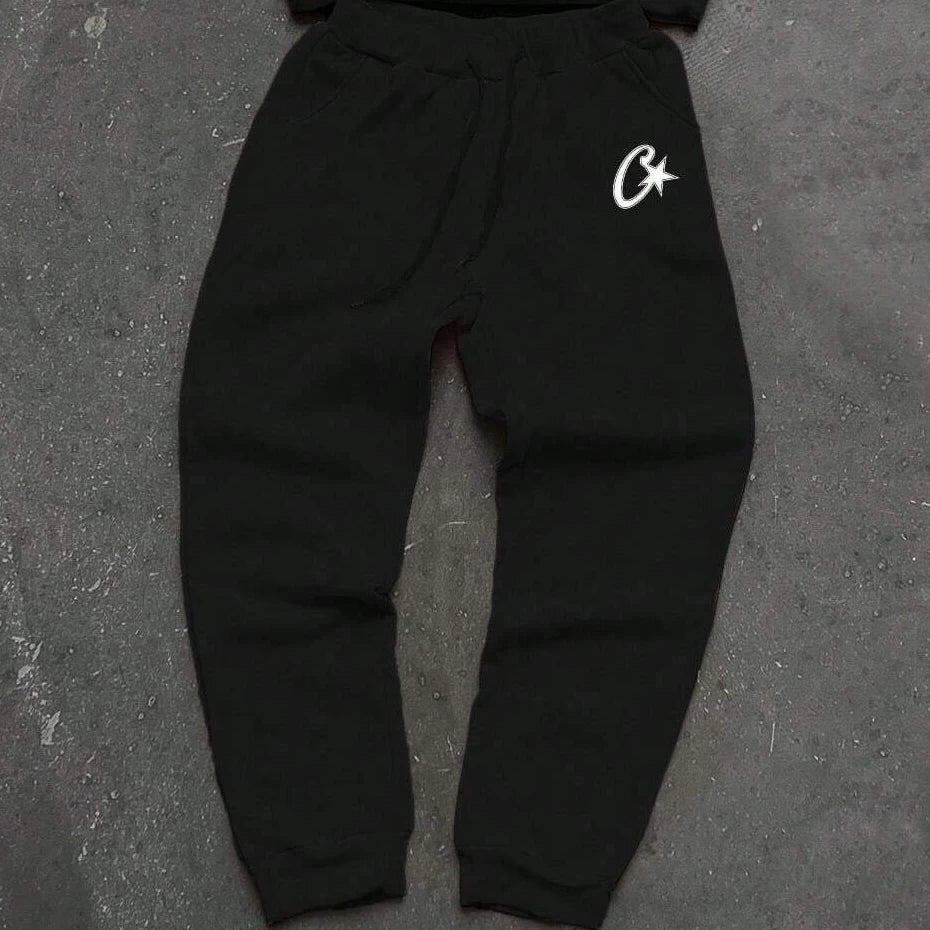 Ensemble noir 2 pièces Y2K – Hoodie + pantalon streetwear