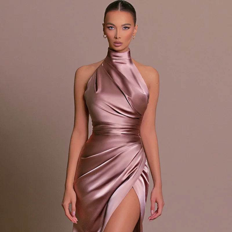 Robe longue élégante de soirée – Dos nu & fente haute sexy