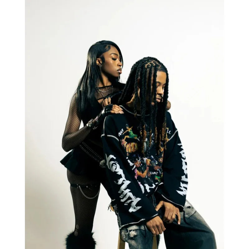 Sweat crop top streetwear oversize – Lettrage “A”
