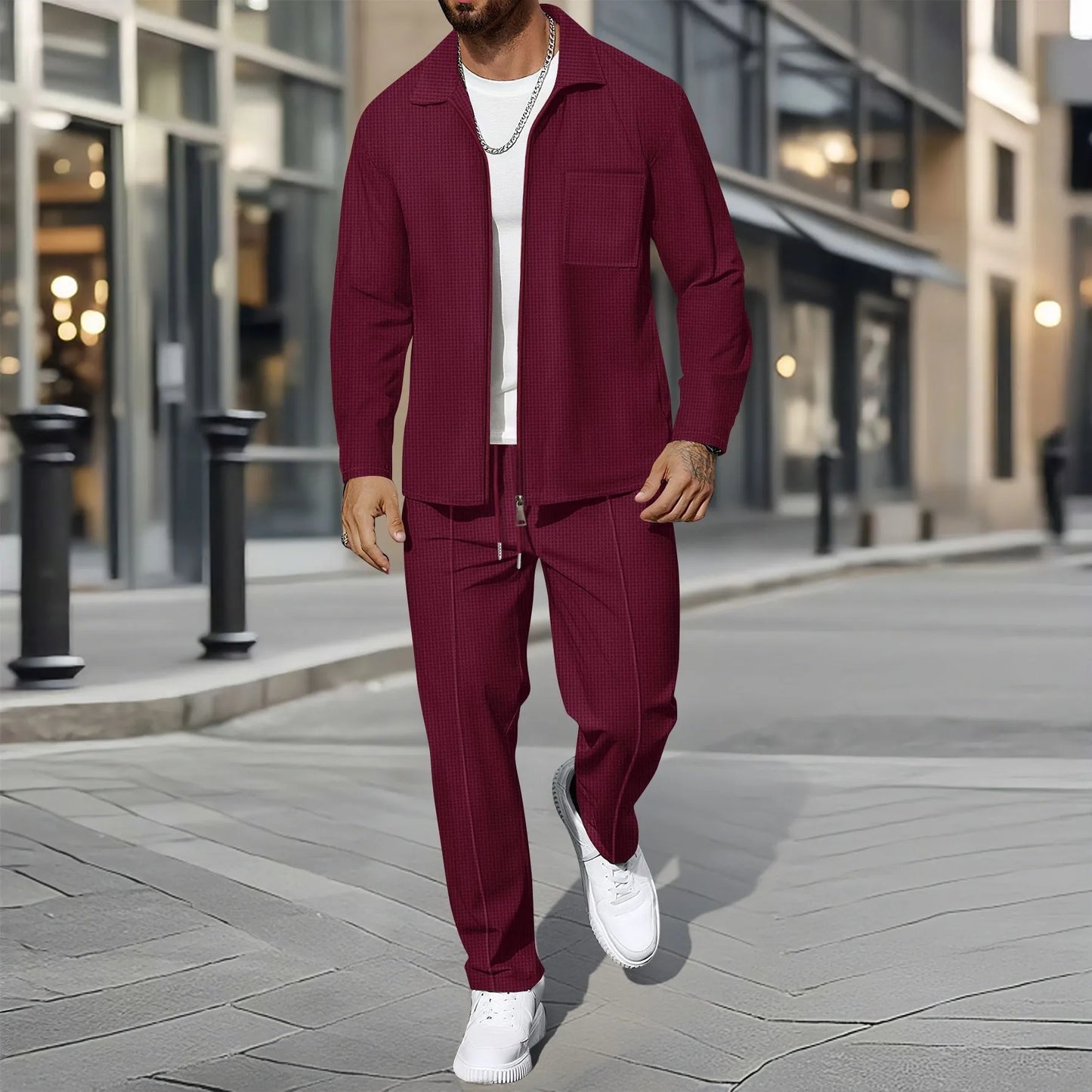 Ensemble homme automne/hiver – Veste zippée et pantalon assorti