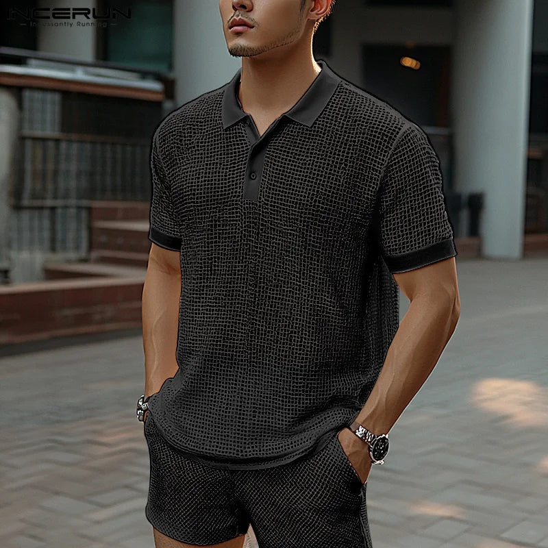 Ensemble homme été – Short & polo filet transparent streetwear