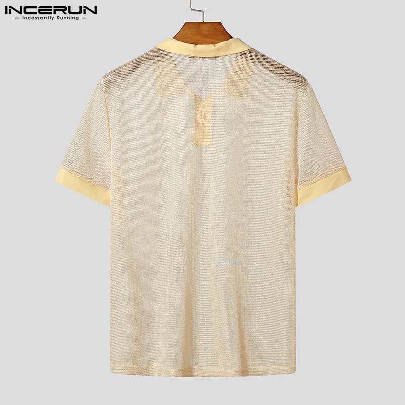 Ensemble homme été – Short & polo filet transparent streetwear
