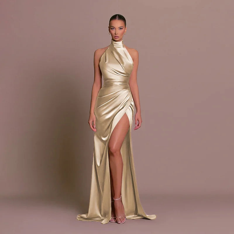 Robe longue élégante de soirée – Dos nu & fente haute sexy