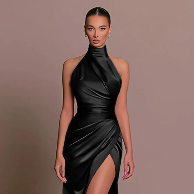 Robe longue élégante de soirée – Dos nu & fente haute sexy