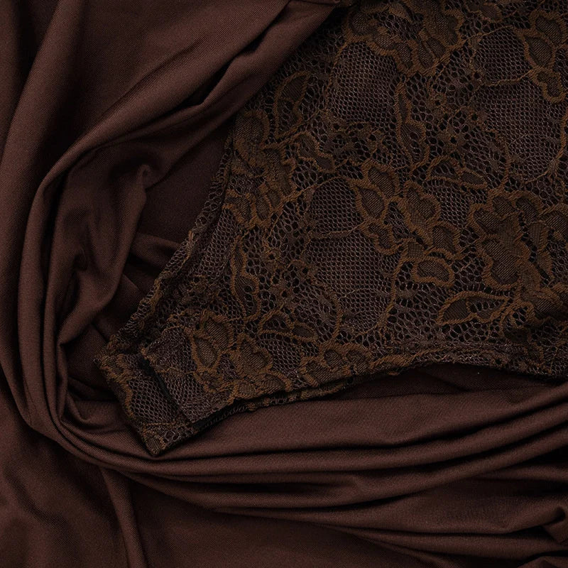 Robe longue sexy en dentelle – Épaule dénudée & dos nu élégant