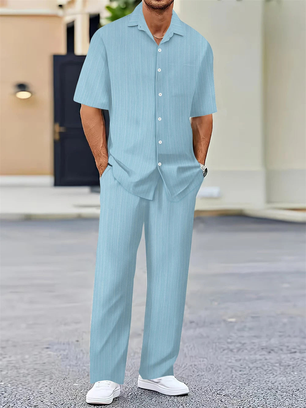 Ensemble homme casual chic – Chemise & pantalon assortis