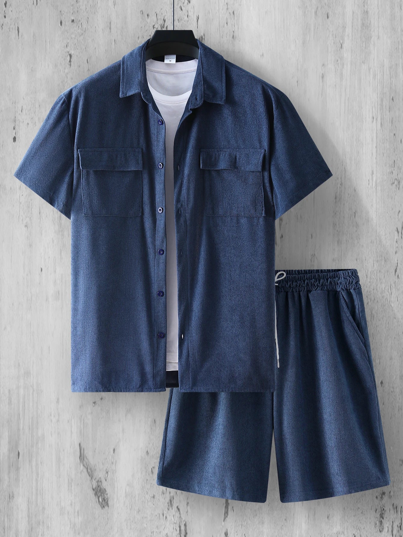 Ensemble homme velours côtelé – Chemise & short décontracté