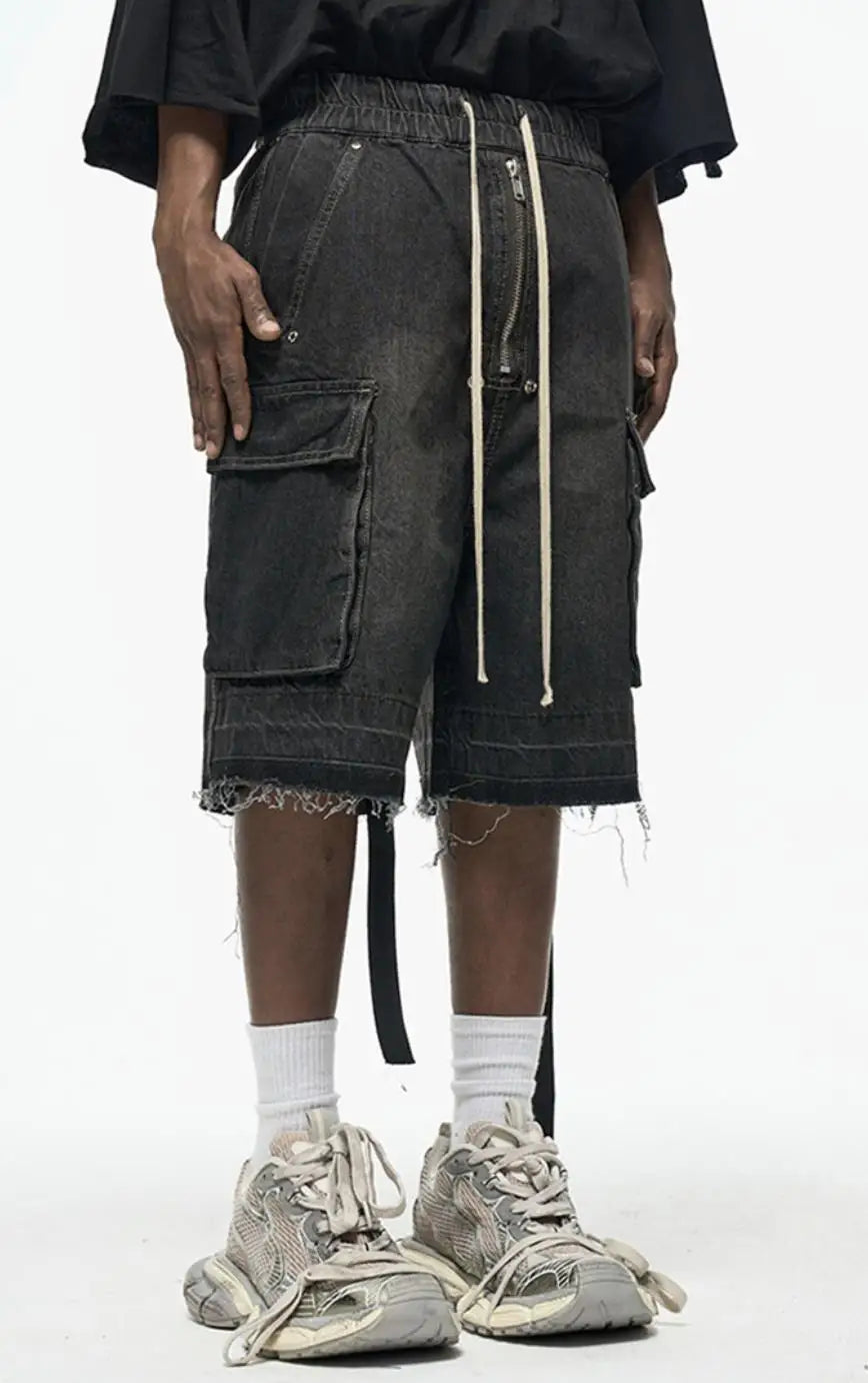 Short cargo en jean oversize – Streetwear Y2K avec poches et fermeture éclair