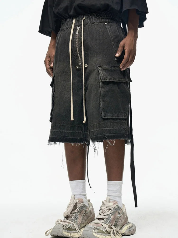 Short cargo en jean oversize – Streetwear Y2K avec poches et fermeture éclair