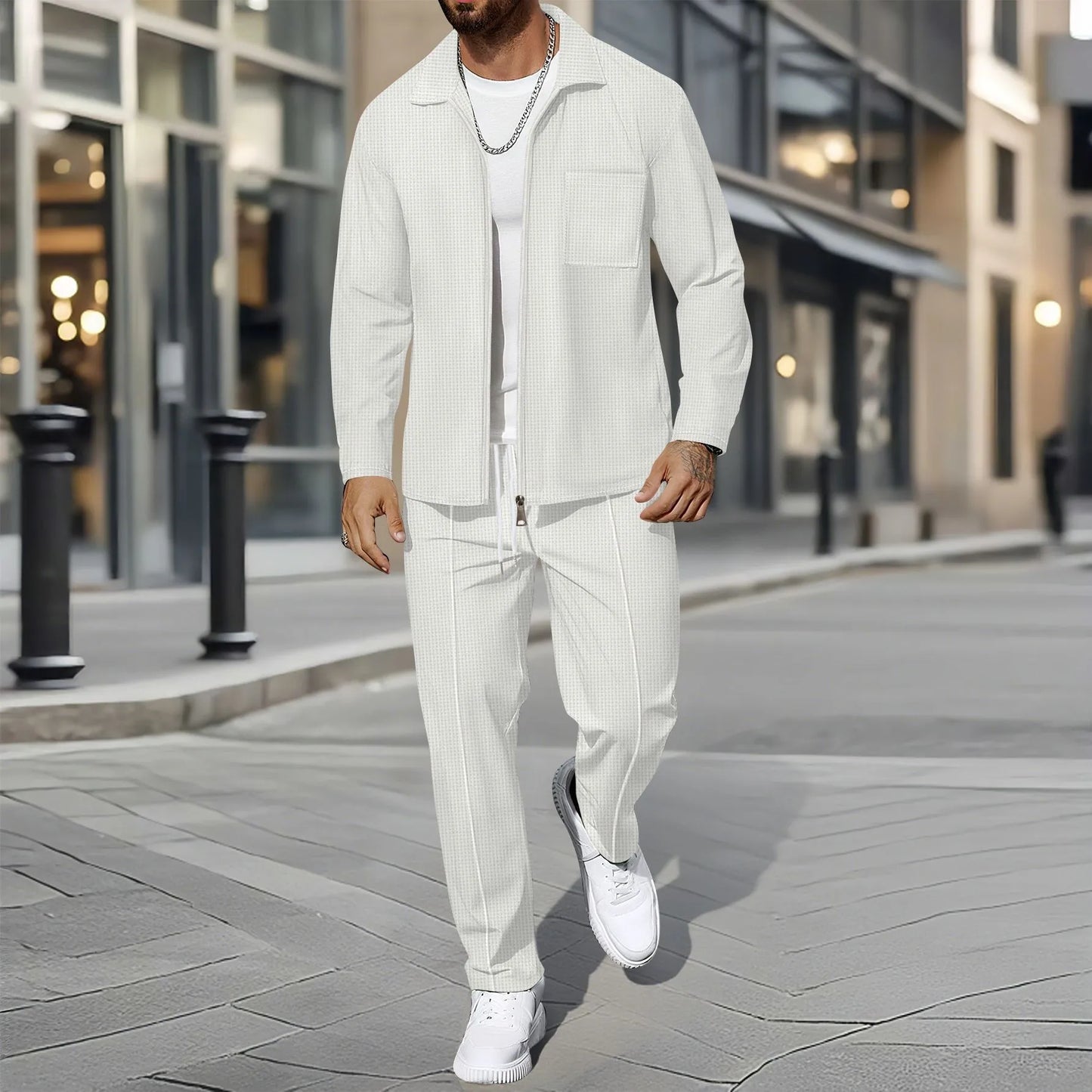 Ensemble homme automne/hiver – Veste zippée et pantalon assorti