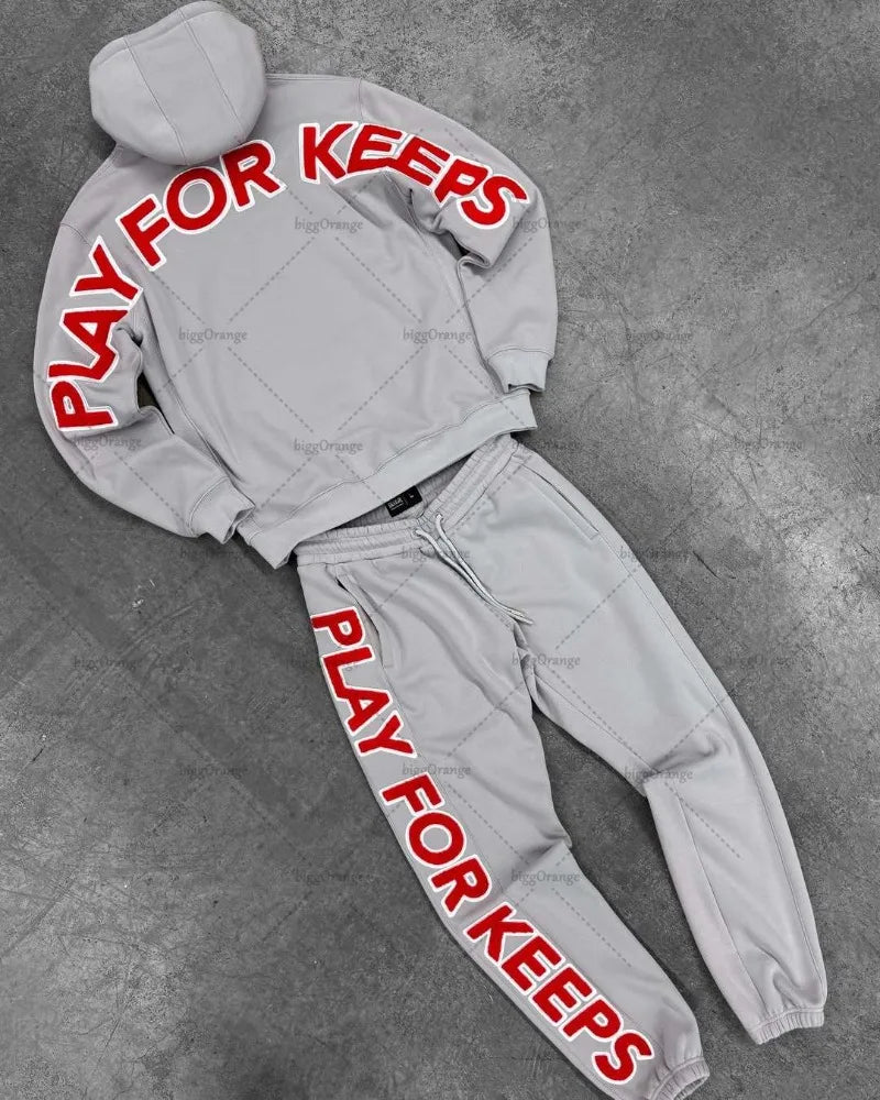 Ensemble Y2K “Play For Keeps” – Hoodie oversize + Pantalon jogger (2 pièces)