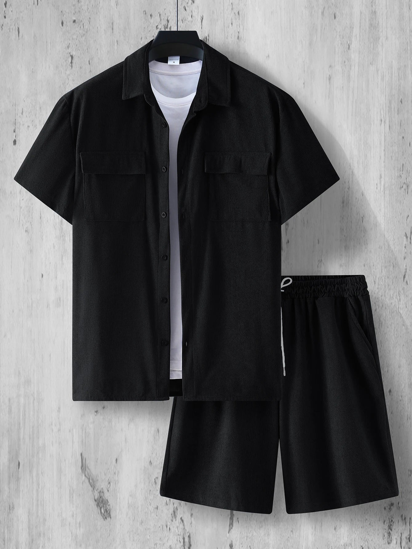 Ensemble homme velours côtelé – Chemise & short décontracté