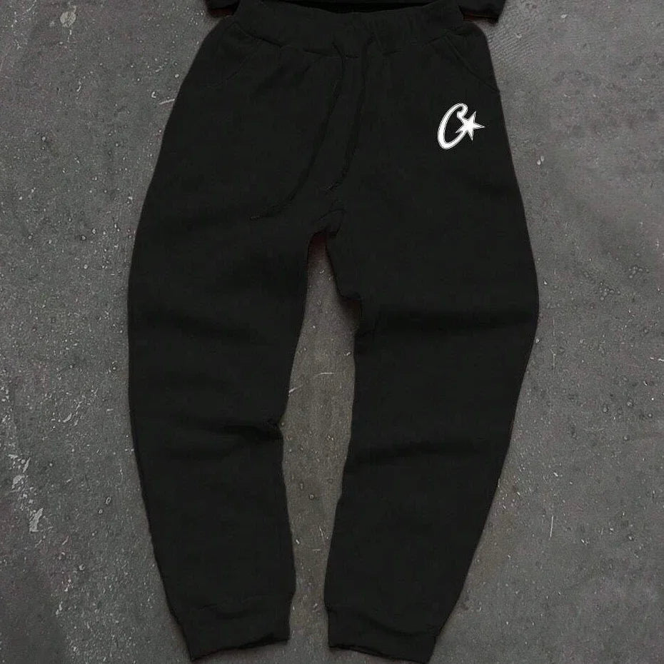 Ensemble noir 2 pièces Y2K – Hoodie + pantalon streetwear
