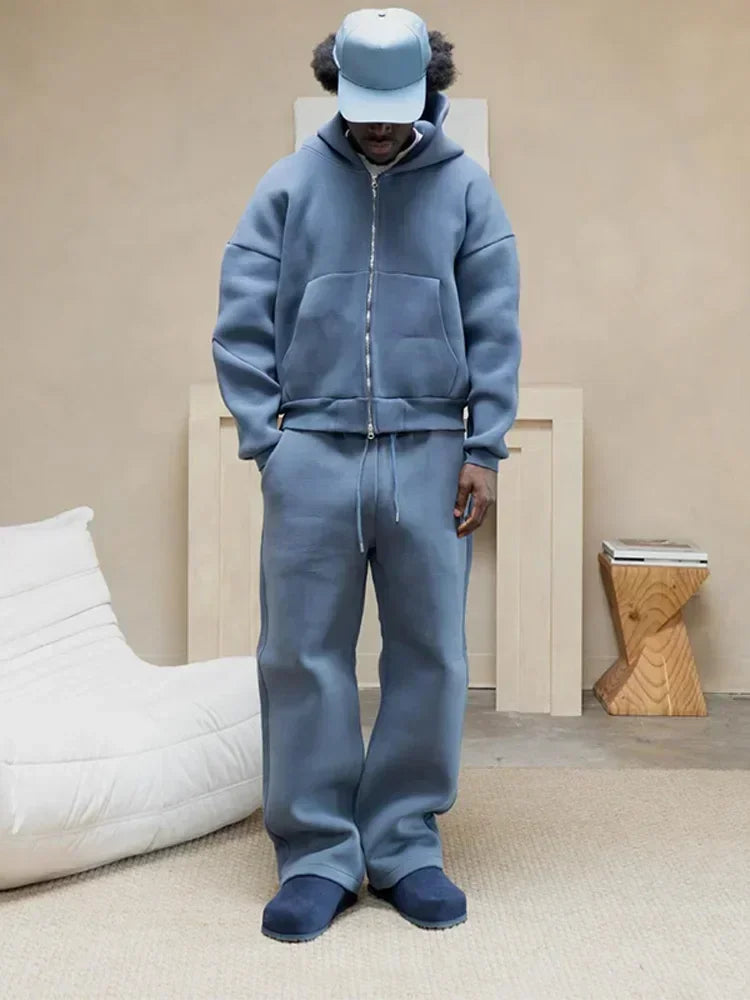 Ensemble homme streetwear hoodie zippé + pantalon – Style oversize