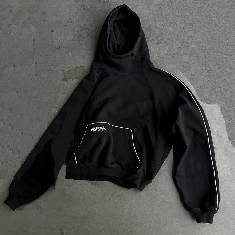 Ensemble homme streetwear hoodie cropped + pantalon – Style gothique