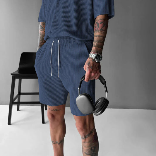 Ensemble homme velours côtelé – Chemise & short décontracté