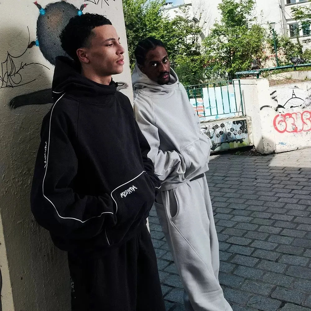 Ensemble homme streetwear hoodie cropped + pantalon – Style gothique