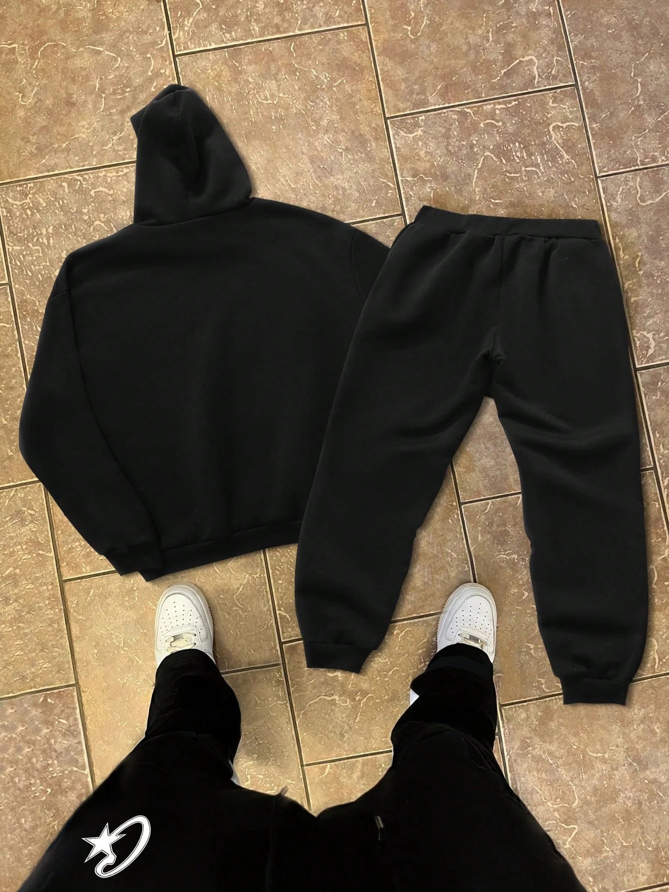 Ensemble noir 2 pièces Y2K – Hoodie + pantalon streetwear
