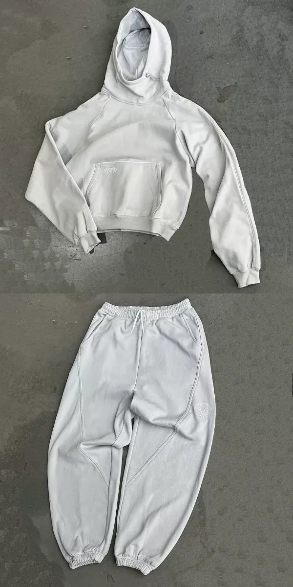 Ensemble homme streetwear hoodie cropped + pantalon – Style gothique