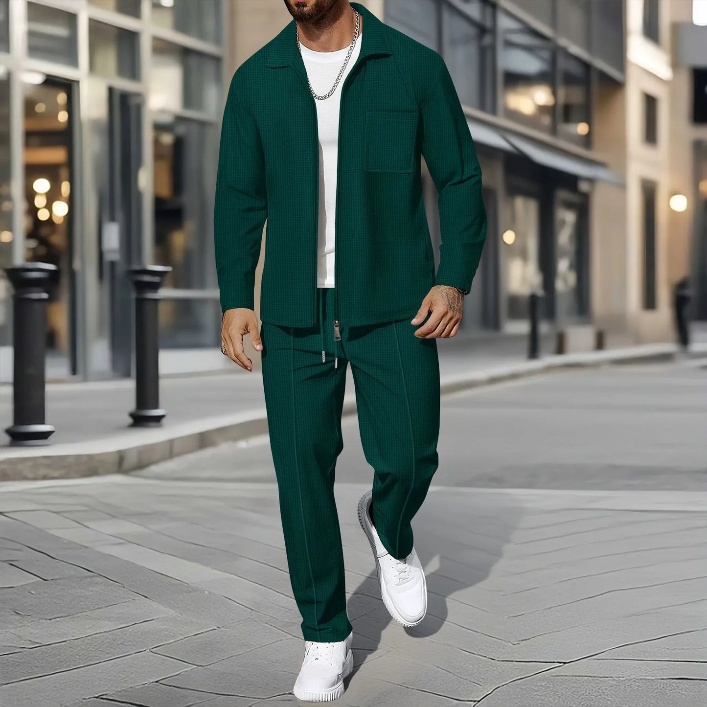 Ensemble homme automne/hiver – Veste zippée et pantalon assorti