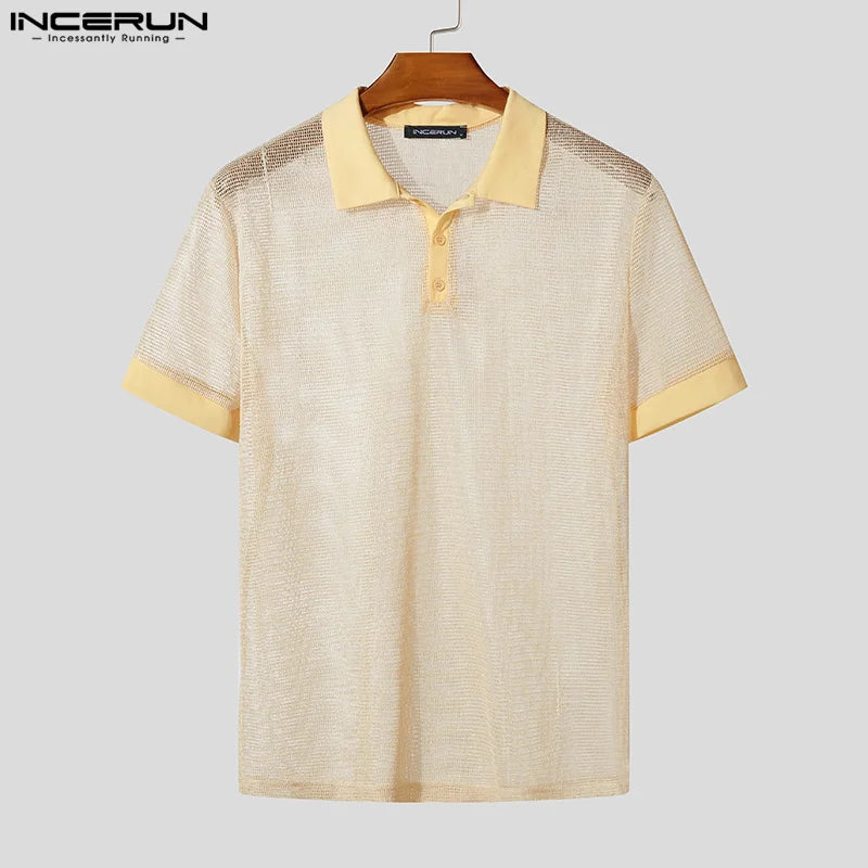 Ensemble homme été – Short & polo filet transparent streetwear