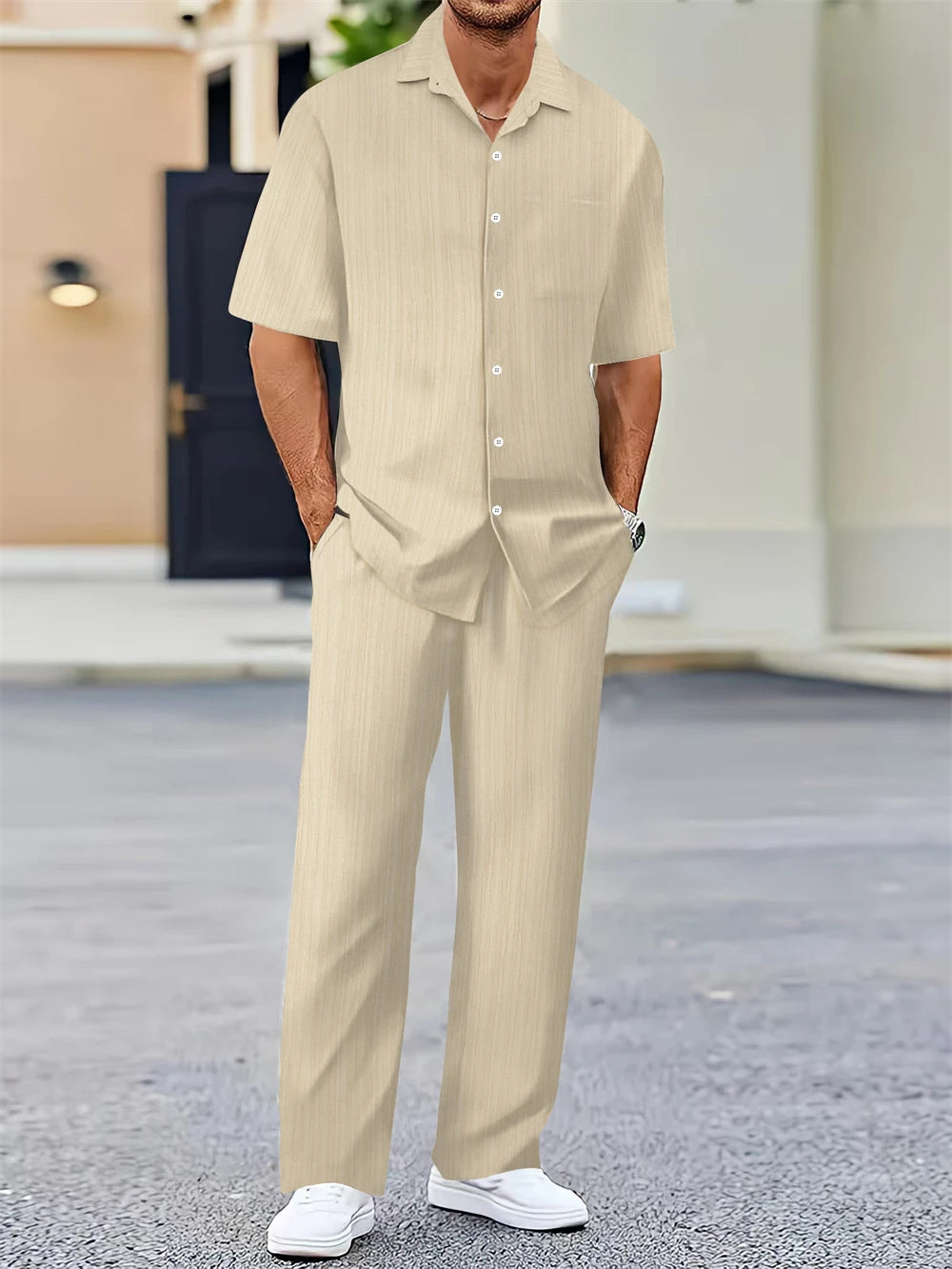 Ensemble homme casual chic – Chemise & pantalon assortis