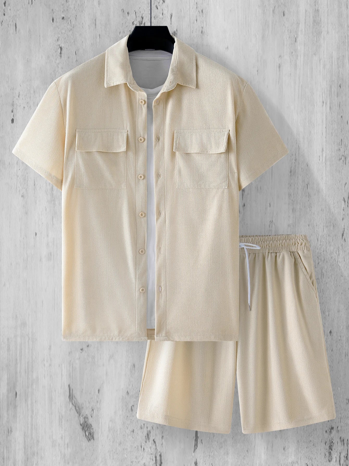 Ensemble homme velours côtelé – Chemise & short décontracté
