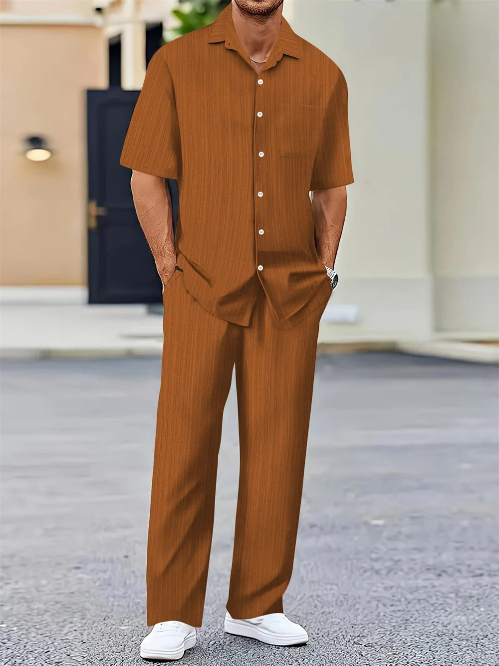Ensemble homme casual chic – Chemise & pantalon assortis