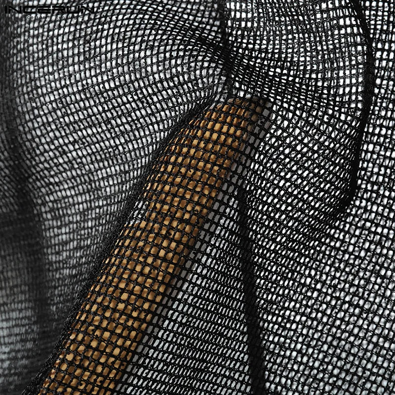 Ensemble homme été – Short & polo filet transparent streetwear