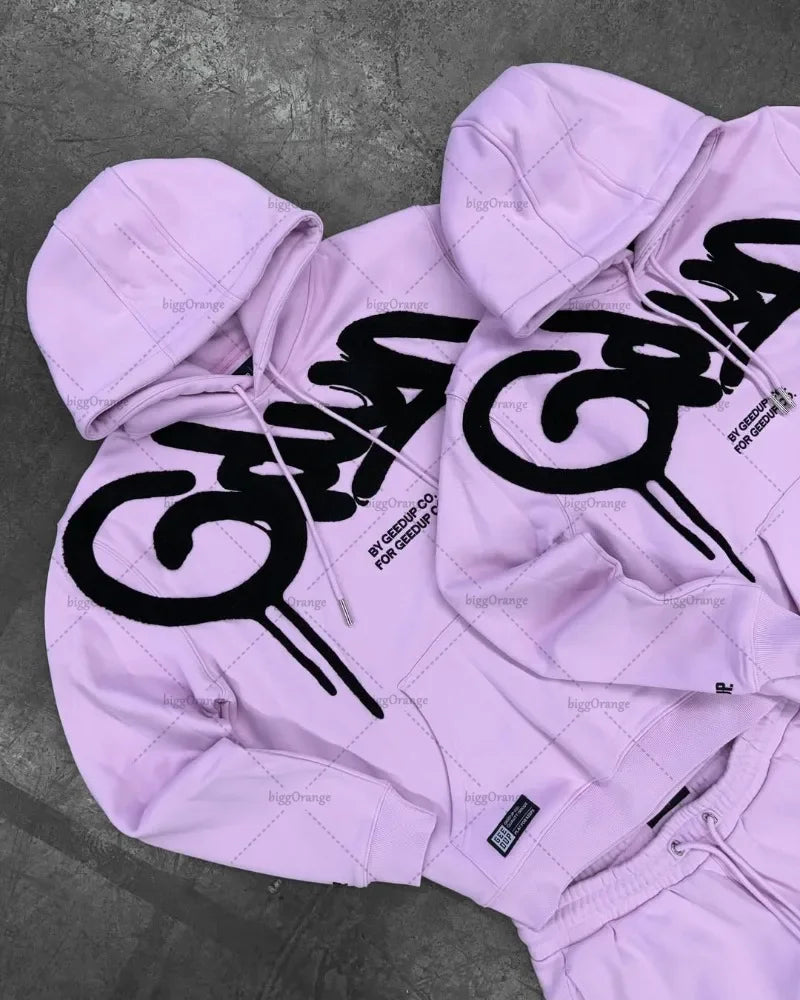 Ensemble Y2K “Play For Keeps” – Hoodie oversize + Pantalon jogger (2 pièces)