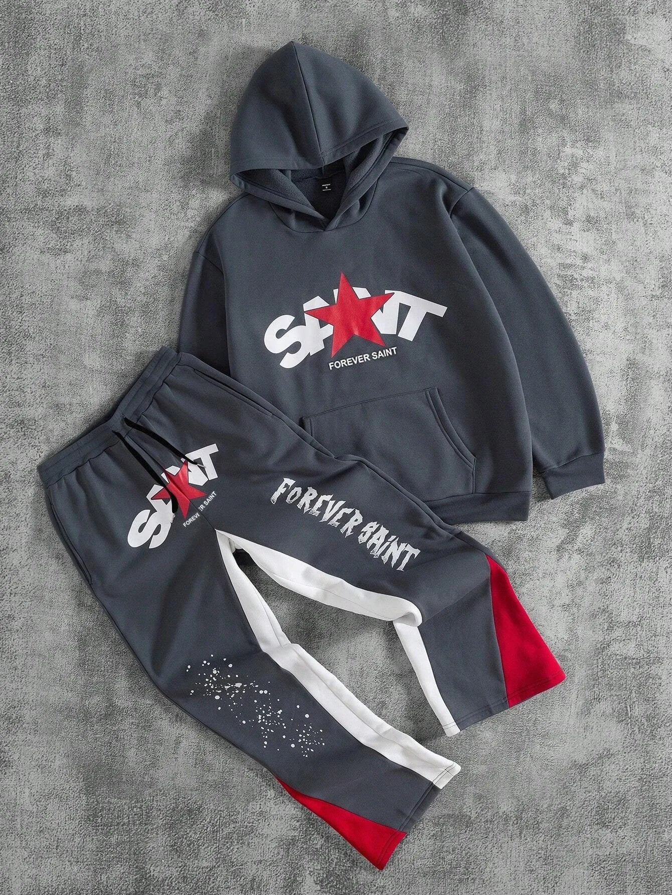 Ensemble noir 2 pièces Y2K – Hoodie + pantalon streetwear