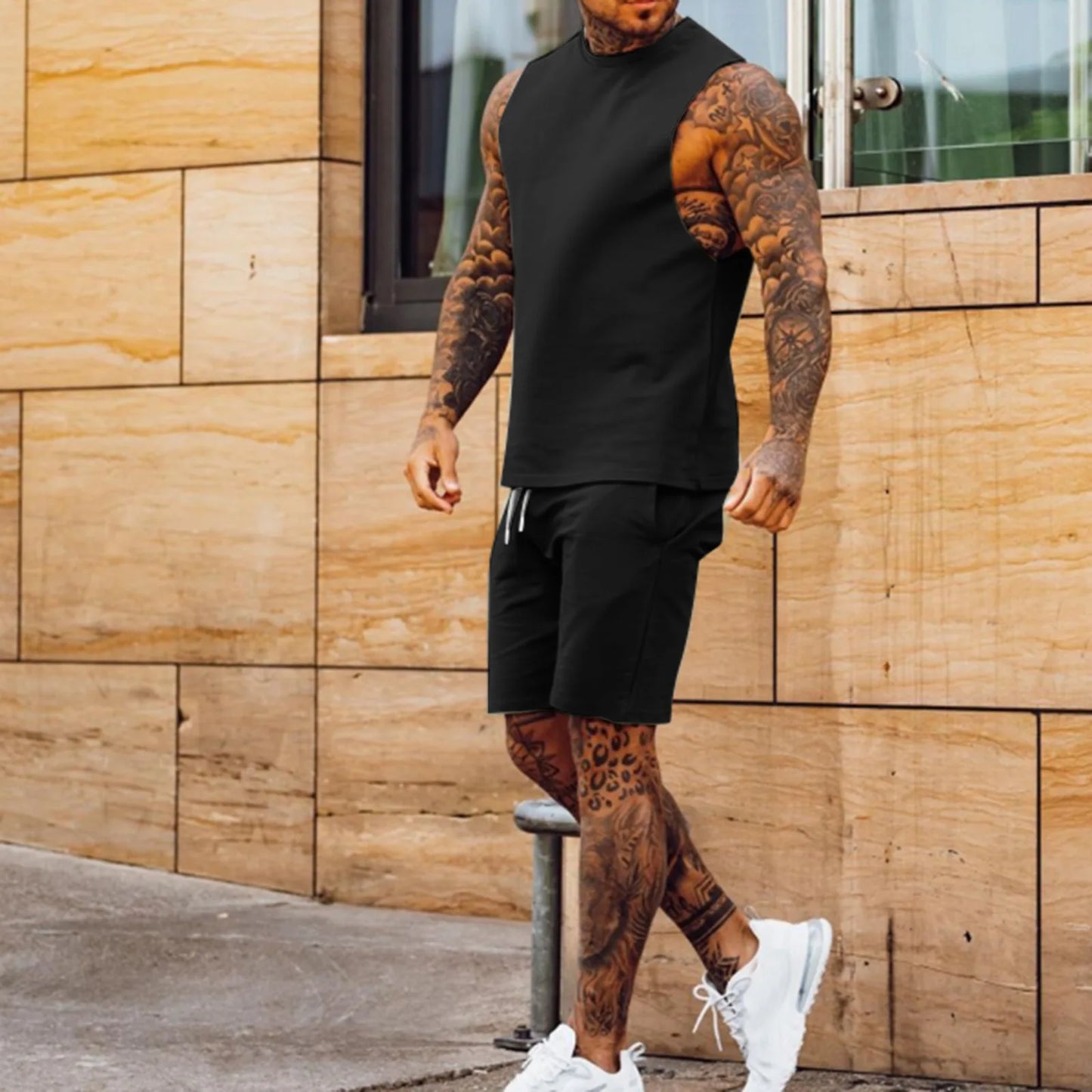 Ensemble sport 2 pièces – Débardeur sans manches + short cargo