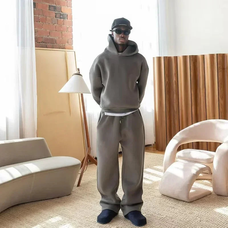 Ensemble homme streetwear hoodie zippé + pantalon – Style oversize
